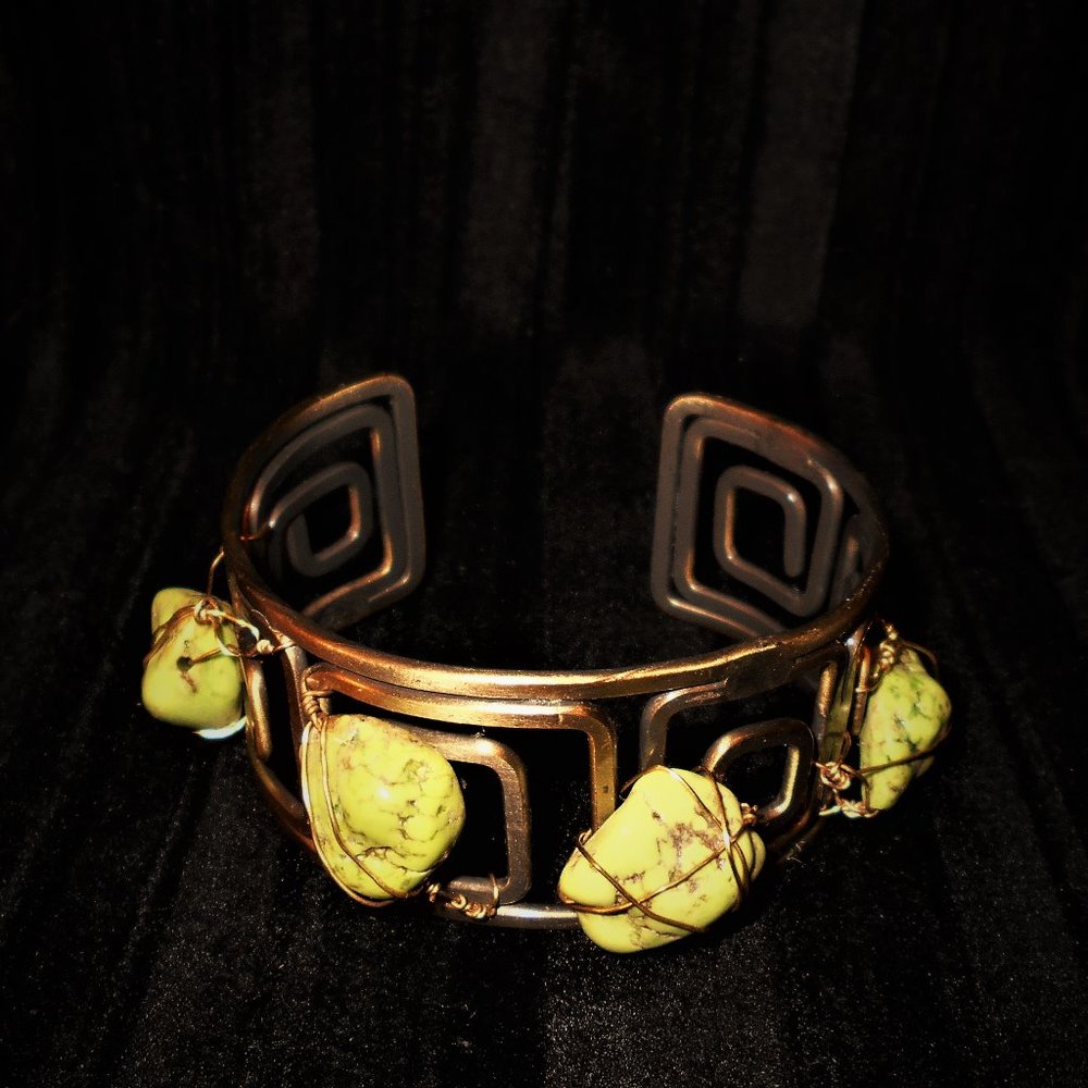 Handcrafted cuff natural stones